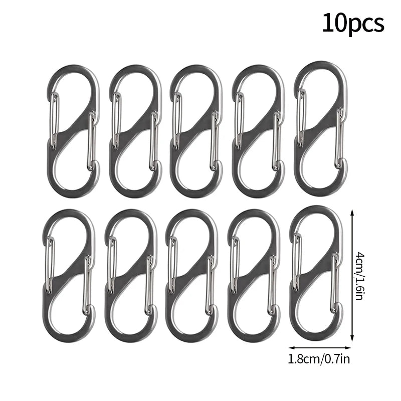 5PCS Tactical S-Type Carabiner Hooks – Mini Aluminum Keychain Clips for Camping & Hiking
